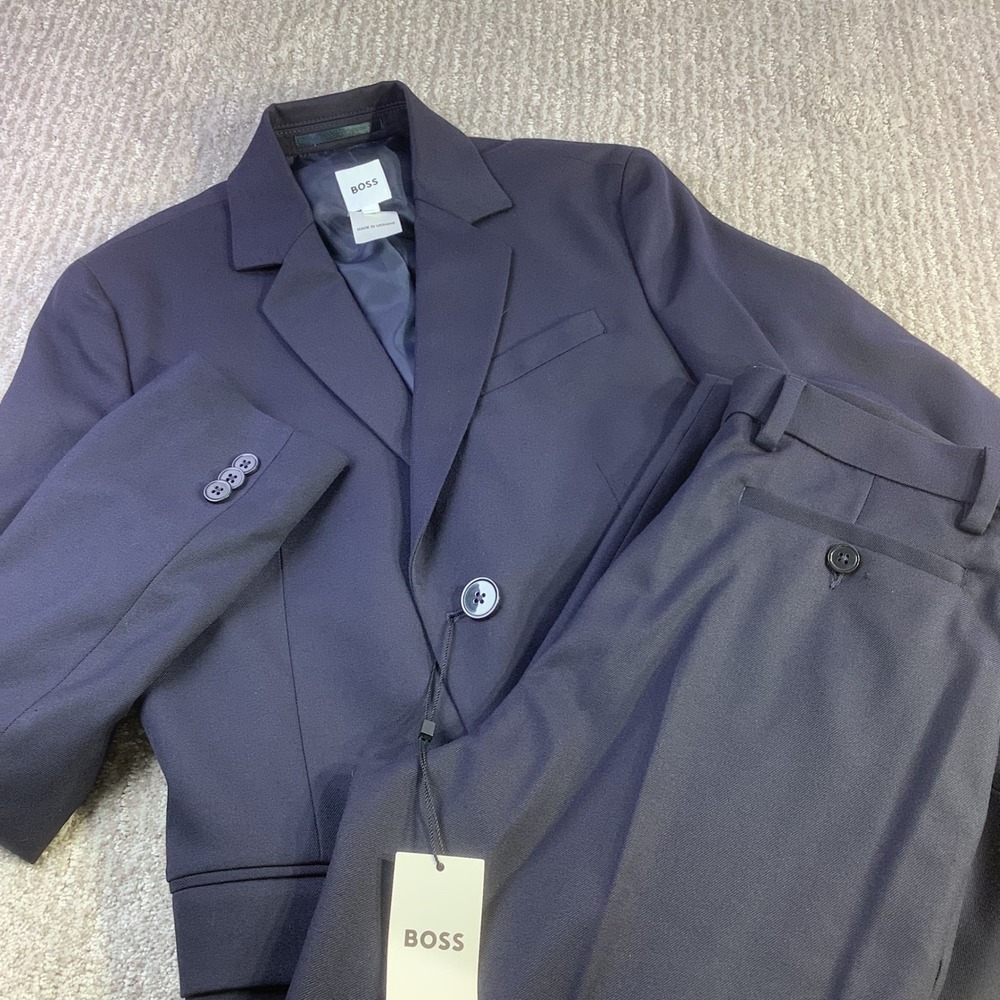 BOSS Hugo Boss Kids Navy Blue Two Piece Suit Set Blazer and Pants Size 14 NWT